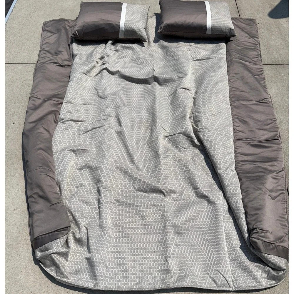RV Short Queen Comforter Set 3pc Geometric Honeycomb Grey Taupe Camper Bedding